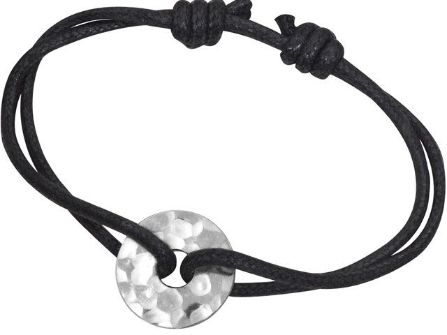 STAINLESS STEEL DINH VAN CHINESE PI BLACK CHORD BRACEL