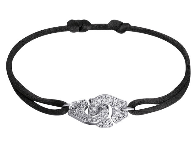 18K W/G DINH VAN MENOTTES DIAMOND BLACK CHORD BRACELET
