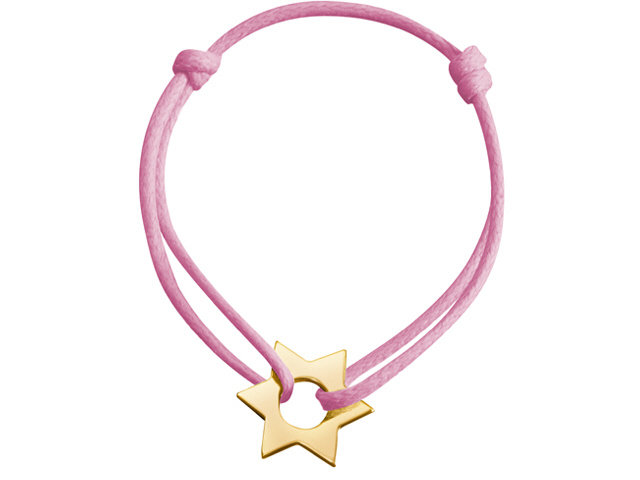 18K Y/G BABY STAR BRACELET LIGHT PINK CHORD