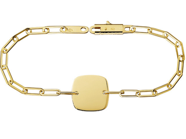 18K Y/G SQUARE PLATE CHILDREN 14CM