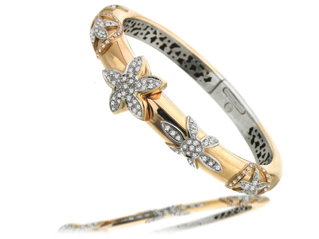 18K R/G DIAMOND ENAMEL "INDIA PREZIOSA" BANGLE