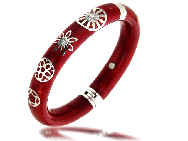 18K W/G DIAMOND ENAMEL "INDIA PREZIOSA" BANGLE