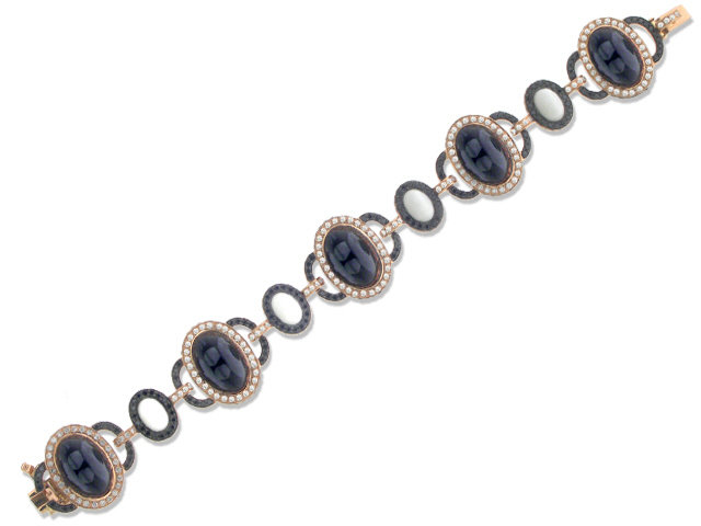 18K R/G DIAMOND & COLOR STONE BRACELET