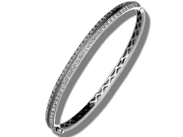 18K White Gold Diamond Bangle