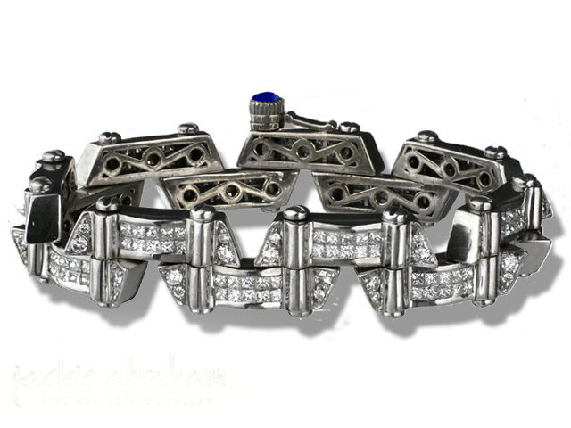 18K W/G DIAMOND BRACELET W/ 10CTS PRINCESS CUT + ROUND