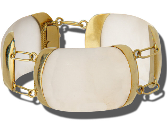 18K Yellow Gold Frosted Rock Crystal Bracelet