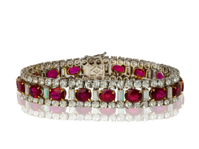 18K White and Yellow Gold Ruby and Diamond Bracelet