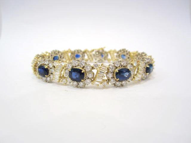 18K Yellow and White Gold Sapphire and Diamond Bracele