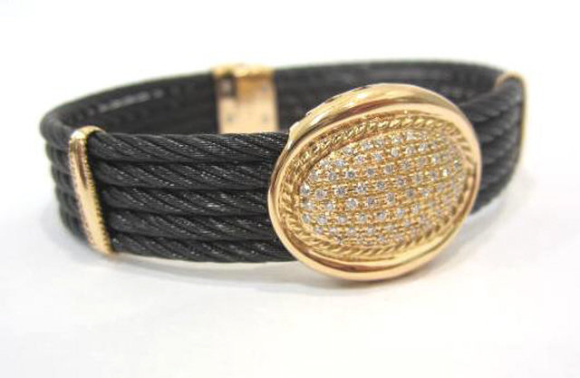 Gorgeous CHARRIOL 18K Rose Gold and Black Cable Bracel