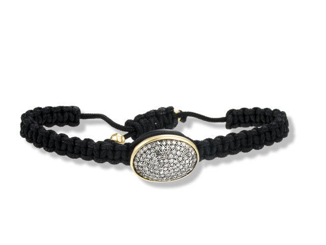 14K Yellow Gold and Sterling Silver Diamond Macrame Br