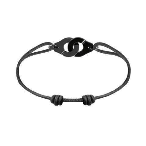 Menottes dihn van R12 Silver black plated cord Bracele