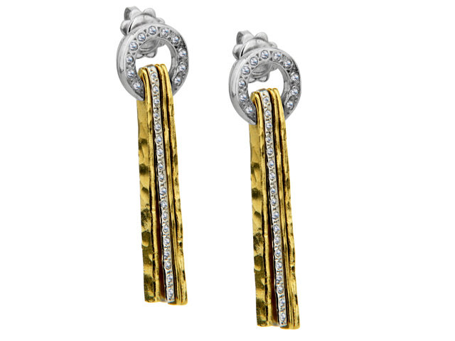 Dangling Diamond Earrings in Yellow and White Gold