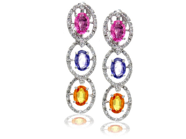 18K White Gold Sapphire and Diamond Earrings