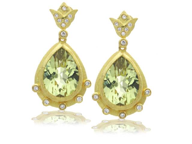 Lemon Citrine and Diamond Earrings