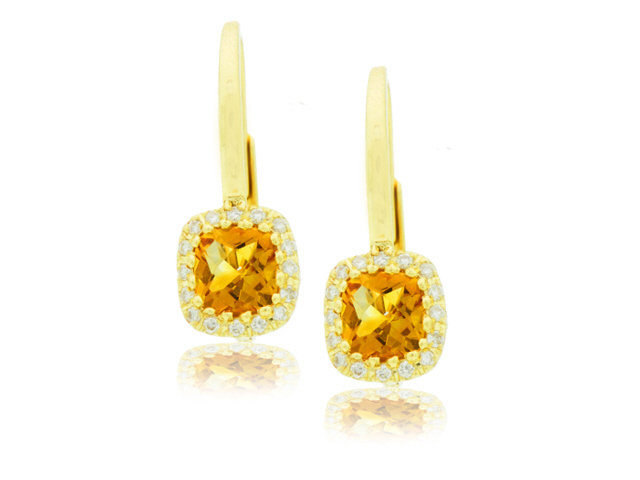 18k y/g .15dia, 1.25 ct citrine earring