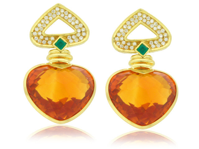 18k y/g Citrine Diamond Earr.