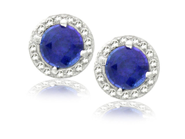 18k w/g Blue sapphire and diamond earrings