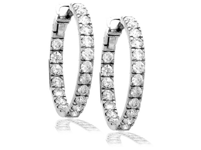18k w/g Diamond Hoops