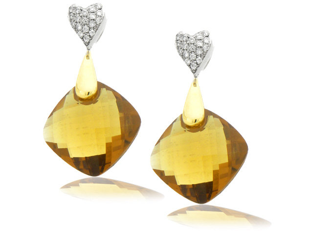 18k y/w Citrine & Diamond Earrings