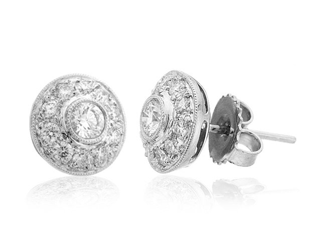 18K W/G DIAMOND EARRINGS