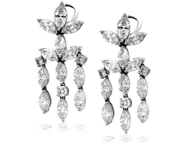 PLATINUM ROUND & MARQUISE DIAMOND EARRINGS