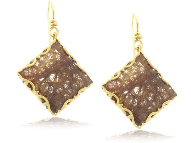 14k y/g Rutilated Quartz Earring