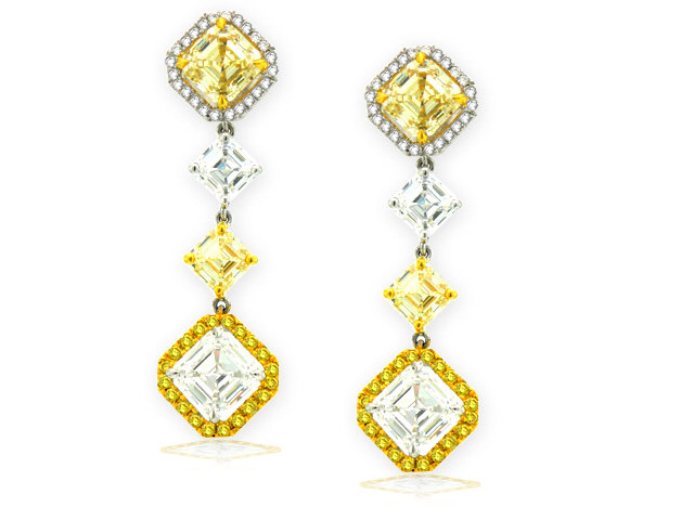 PLATINUM & 18K Y/G DIAMOND EARRINGS