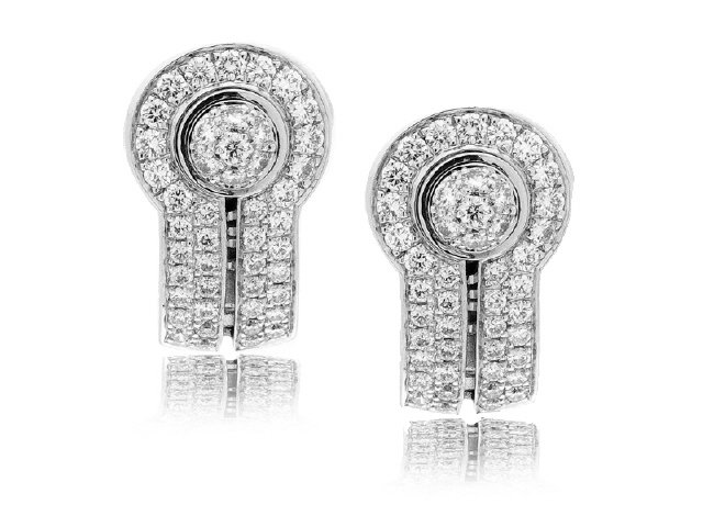 18K W/G DI MODOLO DIAMOND EARRINGS DIA=1.73CTS