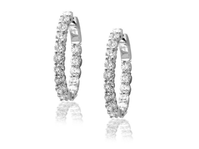 18K W/G DIAMOND HOOP EARRINGS