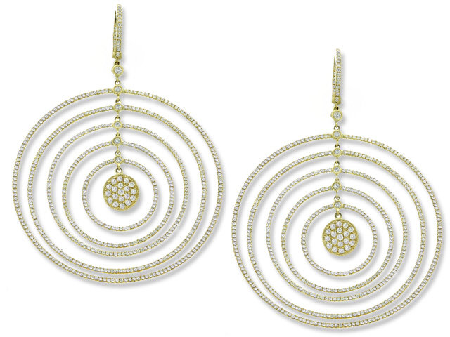 18K Y/G DIAMOND 6 CIRCLE EARRINGS