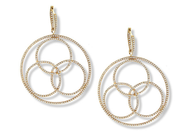 18K R/G OLYMPIC CIRCLE DIAMOND EARRINGS