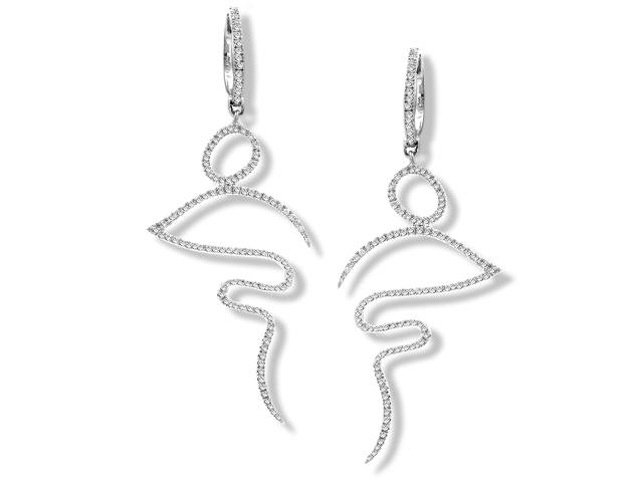 18K W/G THIN LINE DIAMOND DANGLE EARRINGS