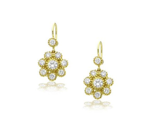 18K Y/G SMALL BUTTON FLOWER EARRINGS