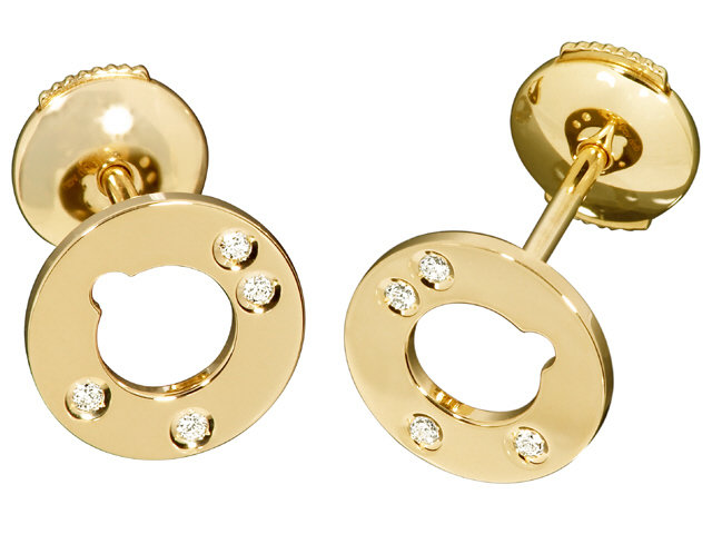 Dinh Van Gold and Diamond Cible Earrings