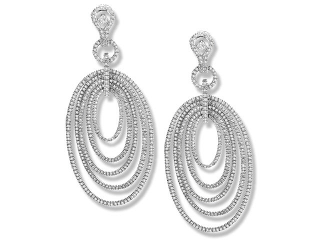 18K W/G ORBIT OVAL DIAMOND EARRINGS