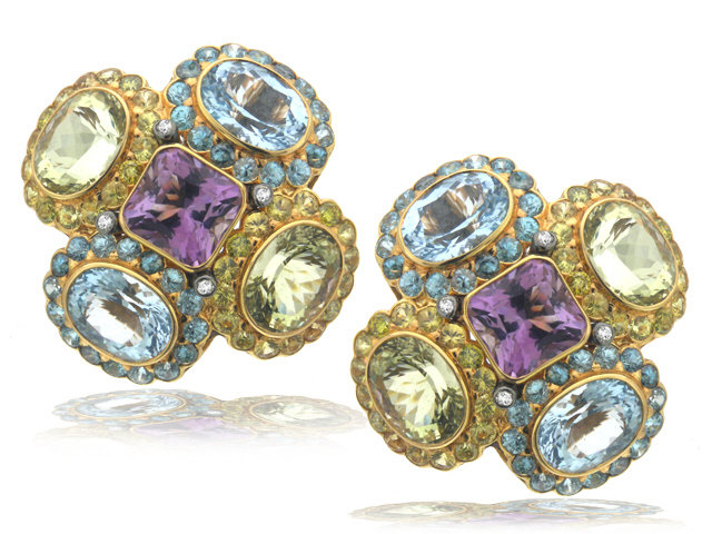 18K Y/G DIAMOND & COLOR STONE BRACELET