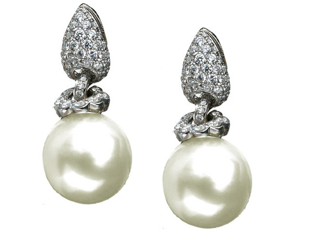 South Sea Pearl and Diamond Drop Earrings