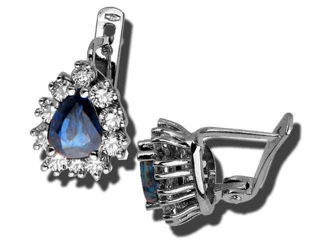 18K White Gold Sapphire and Diamond Earrings