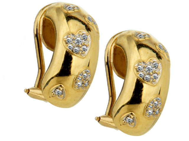 Heart Shape Diamond Earrings in 14K Yellow Gold