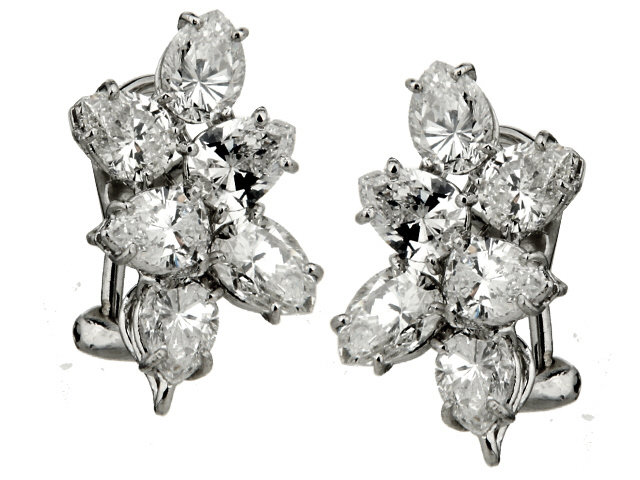 Diamond Cluster Earrings set in Platinum