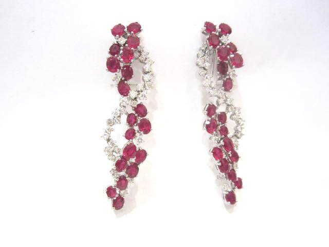 18K White Gold Ruby and Diamond Earrings with 2.65cts