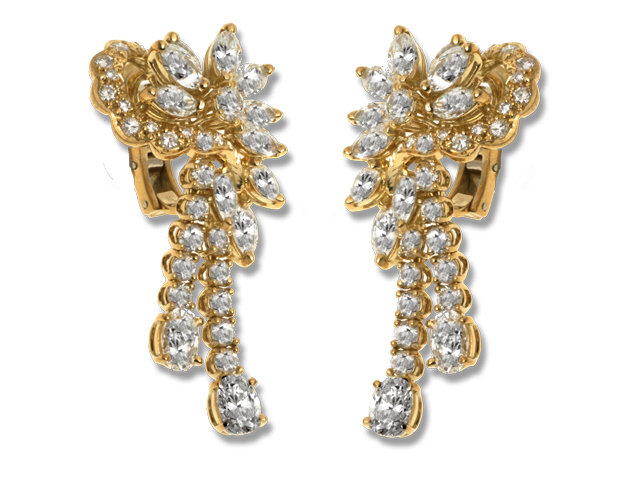 18K Yellow Gold and Diamond Earrings