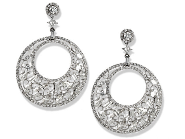 18K White Gold Fancy Cut Diamond Earrings