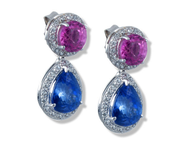 18K White Gold Sapphire and Diamond Earrings