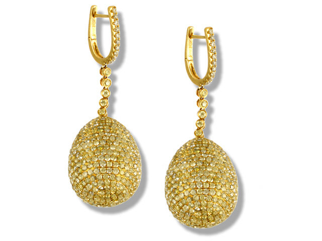 18K Yellow Gold Diamond Drop Earrings