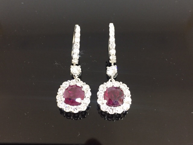 18K White Gold Ruby and Diamond Earrings