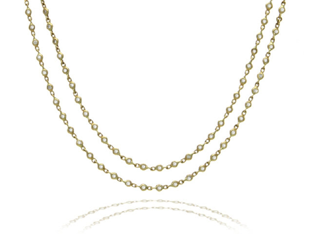 18K YELLOW GOLD DIA.0.70CTS DIA BY THE YRD NECKLACE