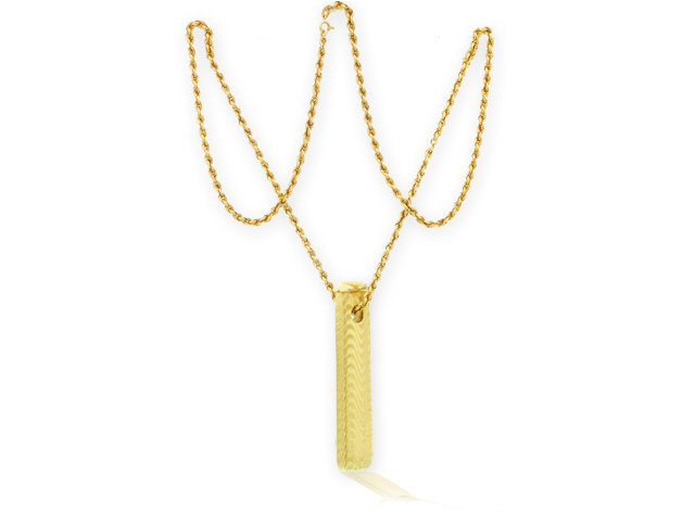 18K y/g Rope Necklace and Pendant