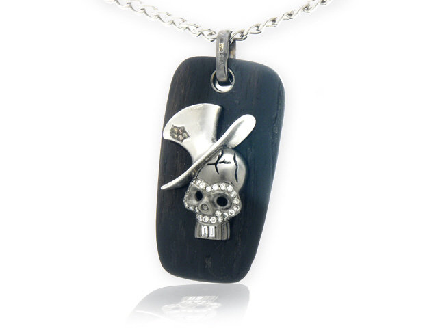 Silver & 18k w/g Skeleton Dia .61ct Necklace