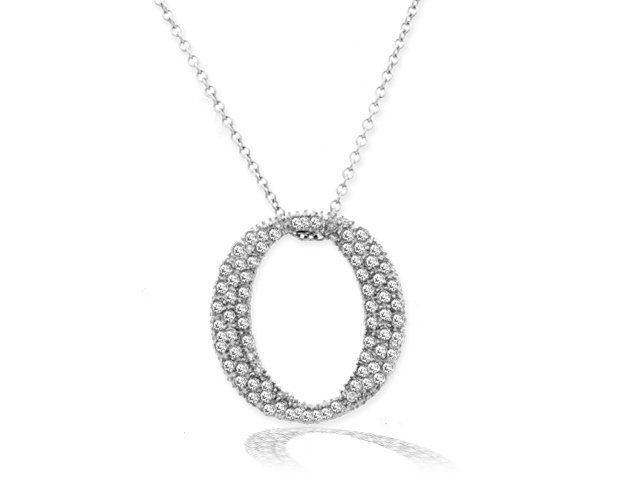 14k w/g Dia Oval "o" Pendant